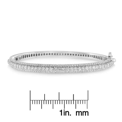 Exquisite 14k White Gold Round-cut Diamond Bangle with H-i Color