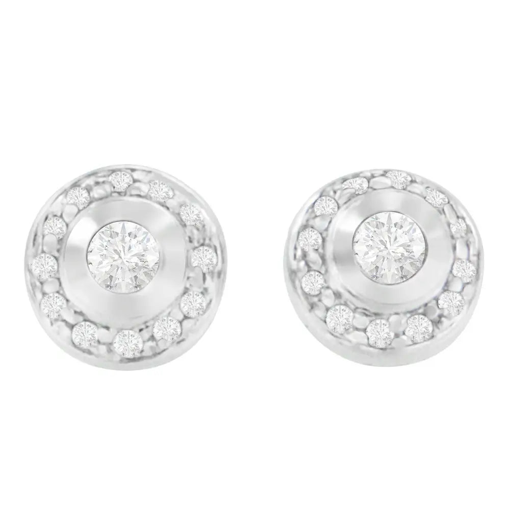 Exquisite 14k White Gold Round Cut Diamond Earrings Crafted to Dazzle