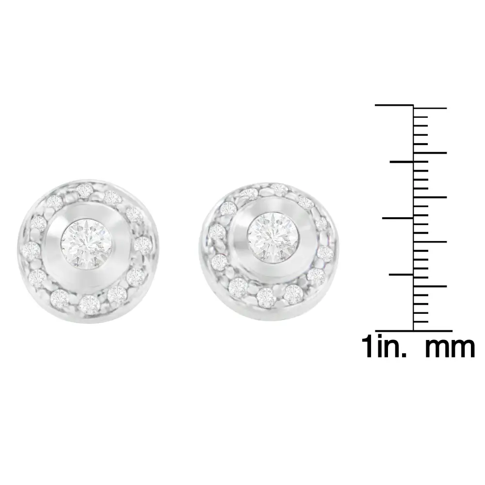 Exquisite 14k White Gold Round Cut Diamond Earrings Crafted to Dazzle