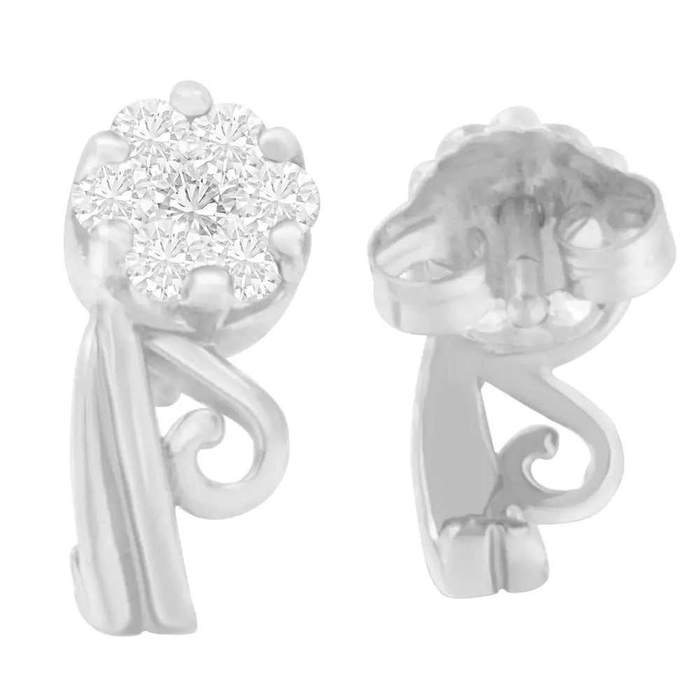 Exquisite 14k White Gold Round Cut Diamond Earrings Crafted to Shine