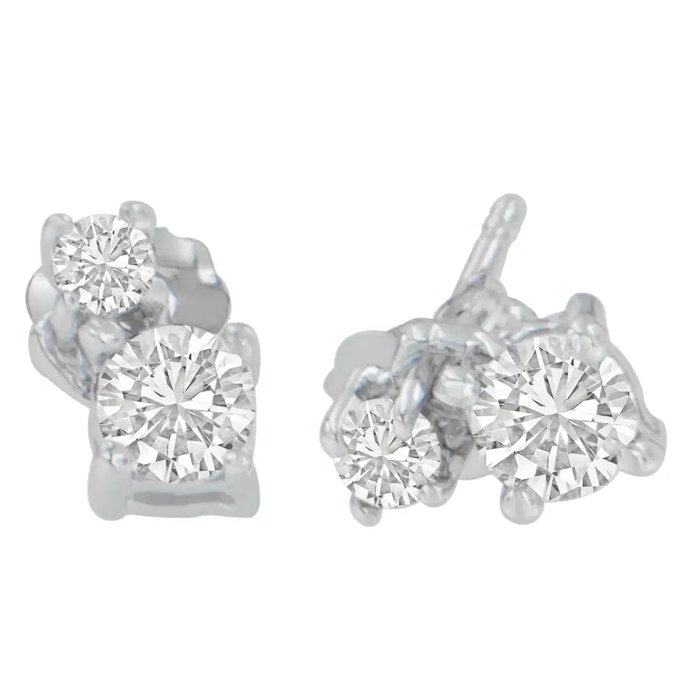 Exquisite 14k White Gold Round Cut Diamond Earrings for Timeless Elegance