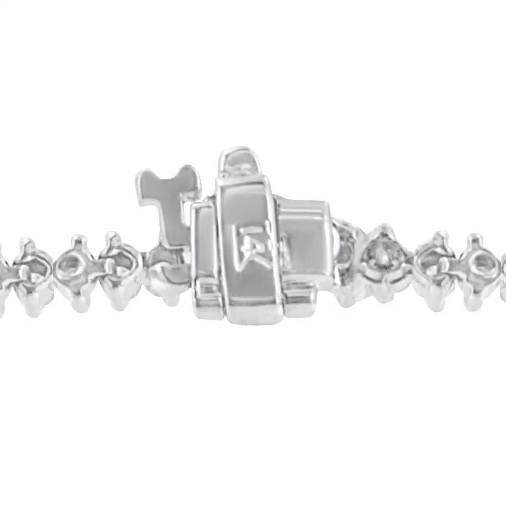 Exquisite 14k White Gold Round Cut Diamond Tennis Bracelet Elegance