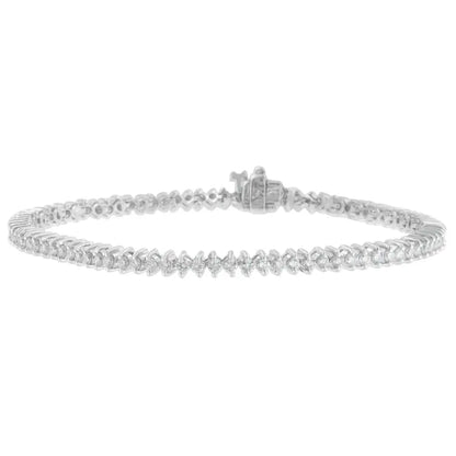 Exquisite 14k White Gold Round Cut Diamond Tennis Bracelet Elegance