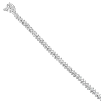 Exquisite 14k White Gold Round Cut Diamond Tennis Bracelet Elegance