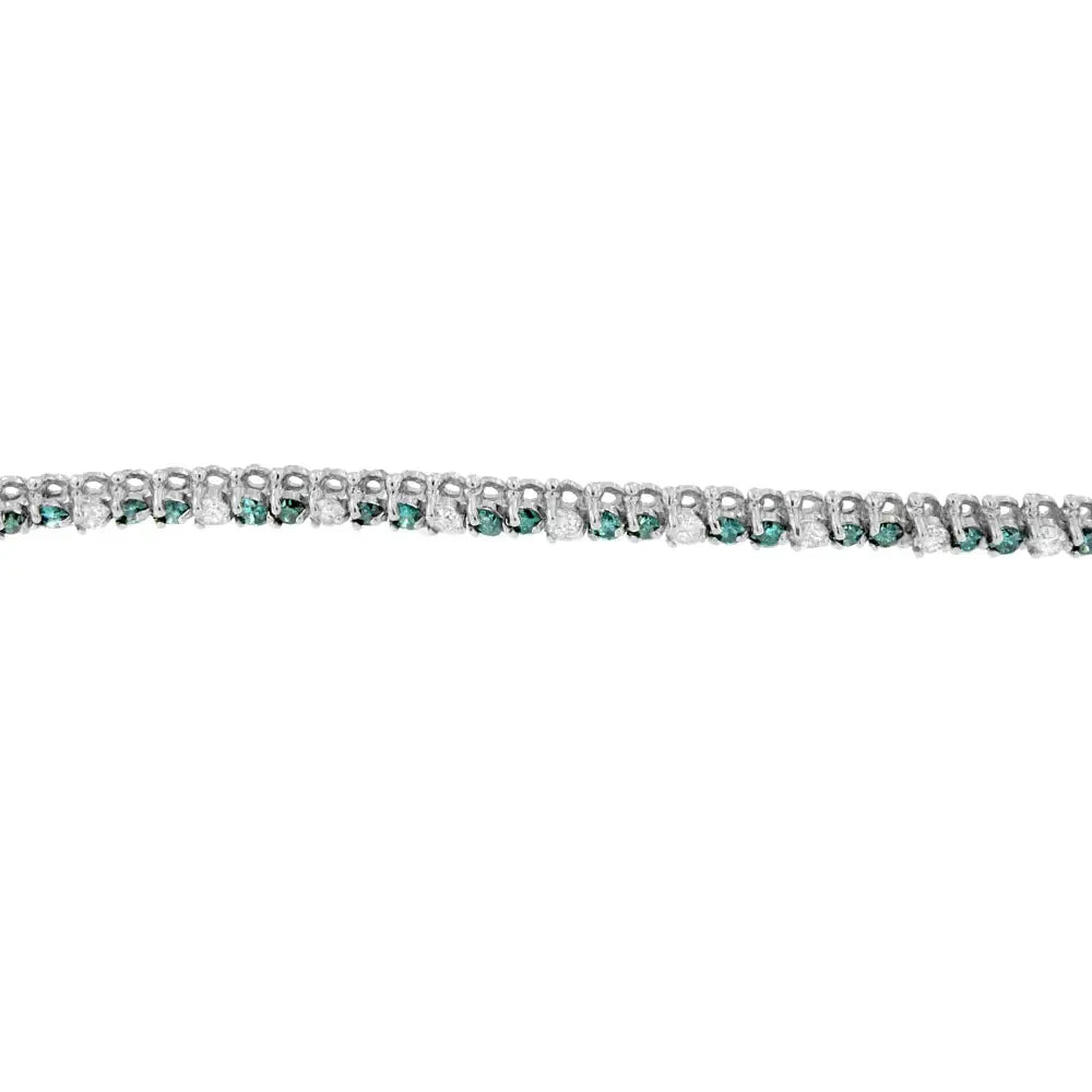 Exquisite 14k White Gold Treated Blue Diamond Bracelet Elegance