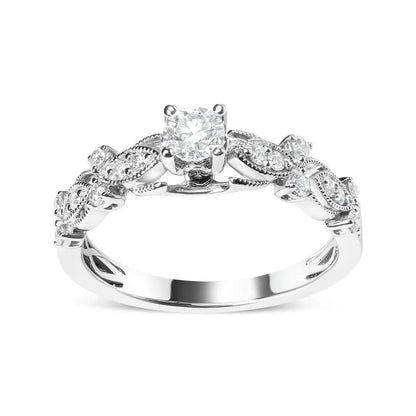 14k White Gold 1/2 Cttw Diamond Vintage Style Engagement Ring (g-h Vs2-si1)