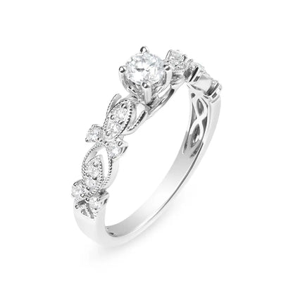 14k White Gold 1/2 Cttw Diamond Vintage Style Engagement Ring (g-h Vs2-si1)