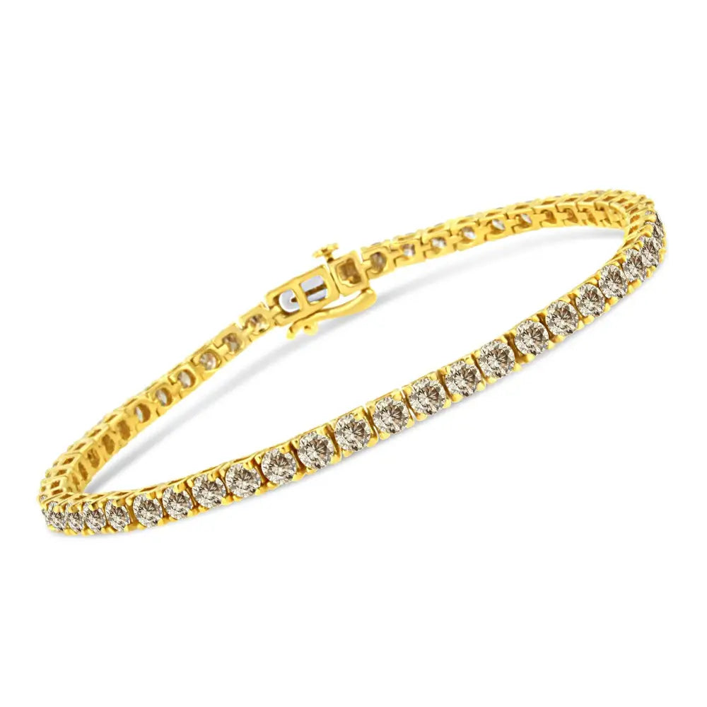 Exquisite 14k Yellow Gold Cttw Diamond Classic Tennis Bracelet