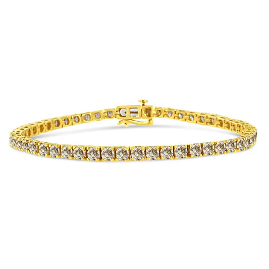 Exquisite 14k Yellow Gold Cttw Diamond Classic Tennis Bracelet