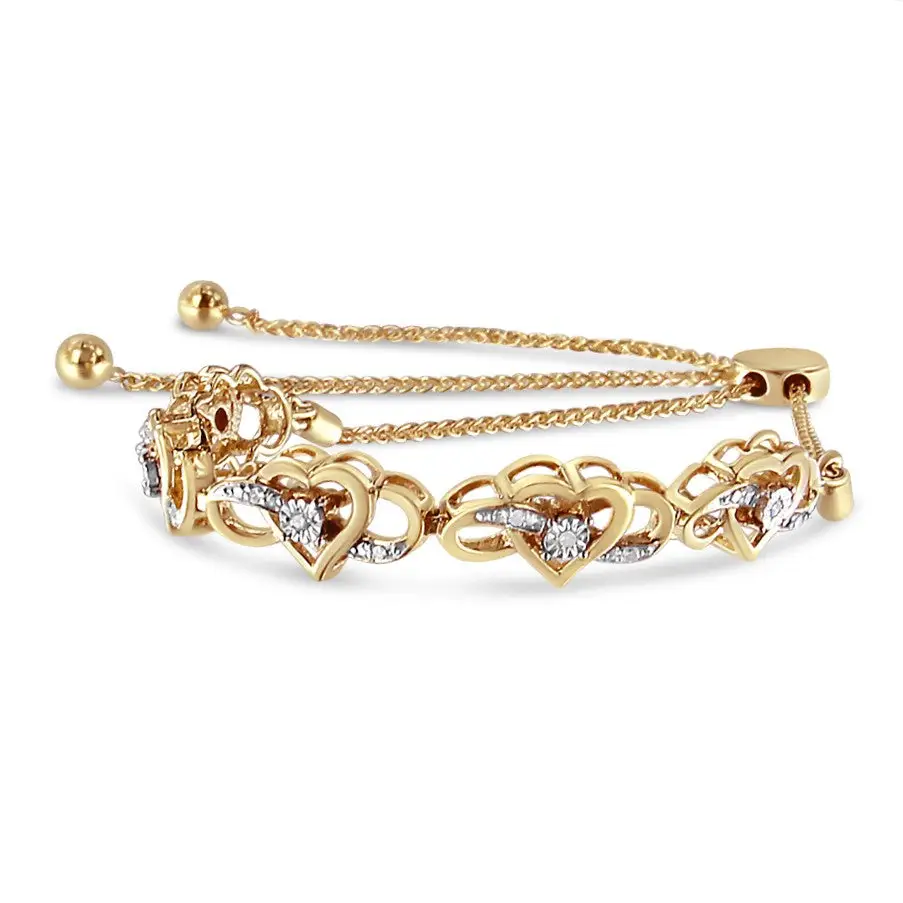 Exquisite 14k Yellow Gold Cttw Diamond Infinity Bolo Bracelet