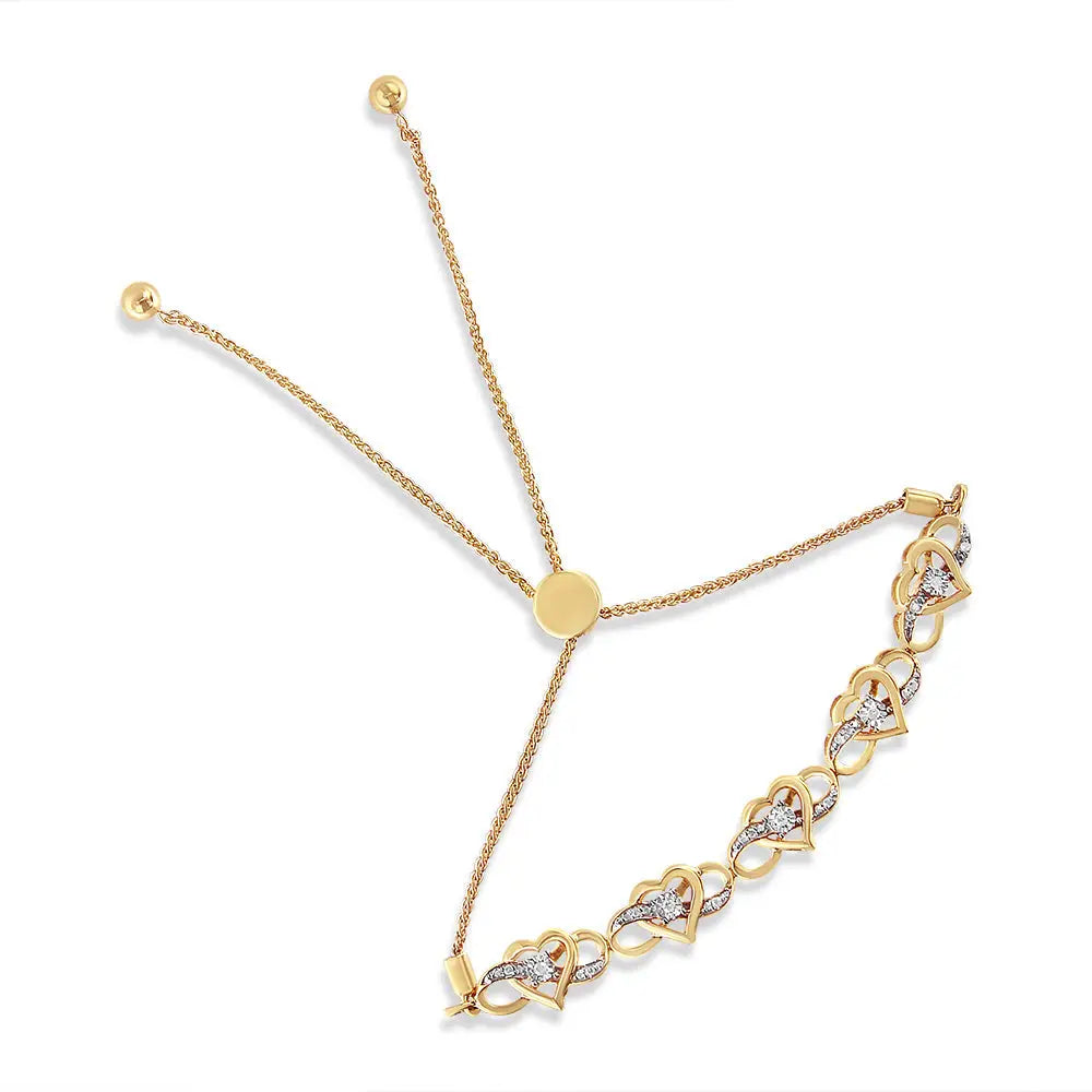 Exquisite 14k Yellow Gold Cttw Diamond Infinity Bolo Bracelet