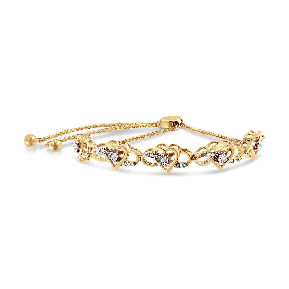 Exquisite 14k Yellow Gold Cttw Diamond Infinity Bolo Bracelet