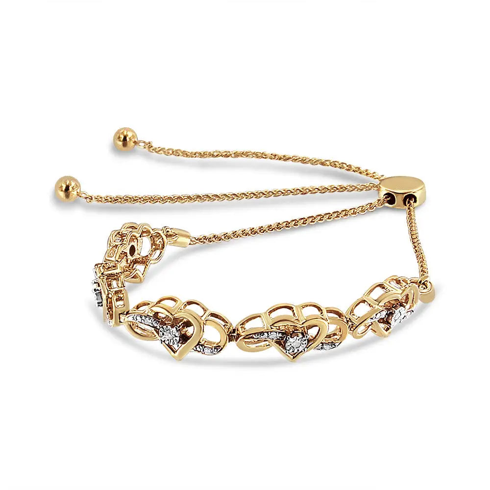 Exquisite 14k Yellow Gold Cttw Diamond Infinity Bolo Bracelet