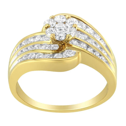 Exquisite 14k Yellow Gold Diamond Cocktail Bypass Ring for Timeless Elegance