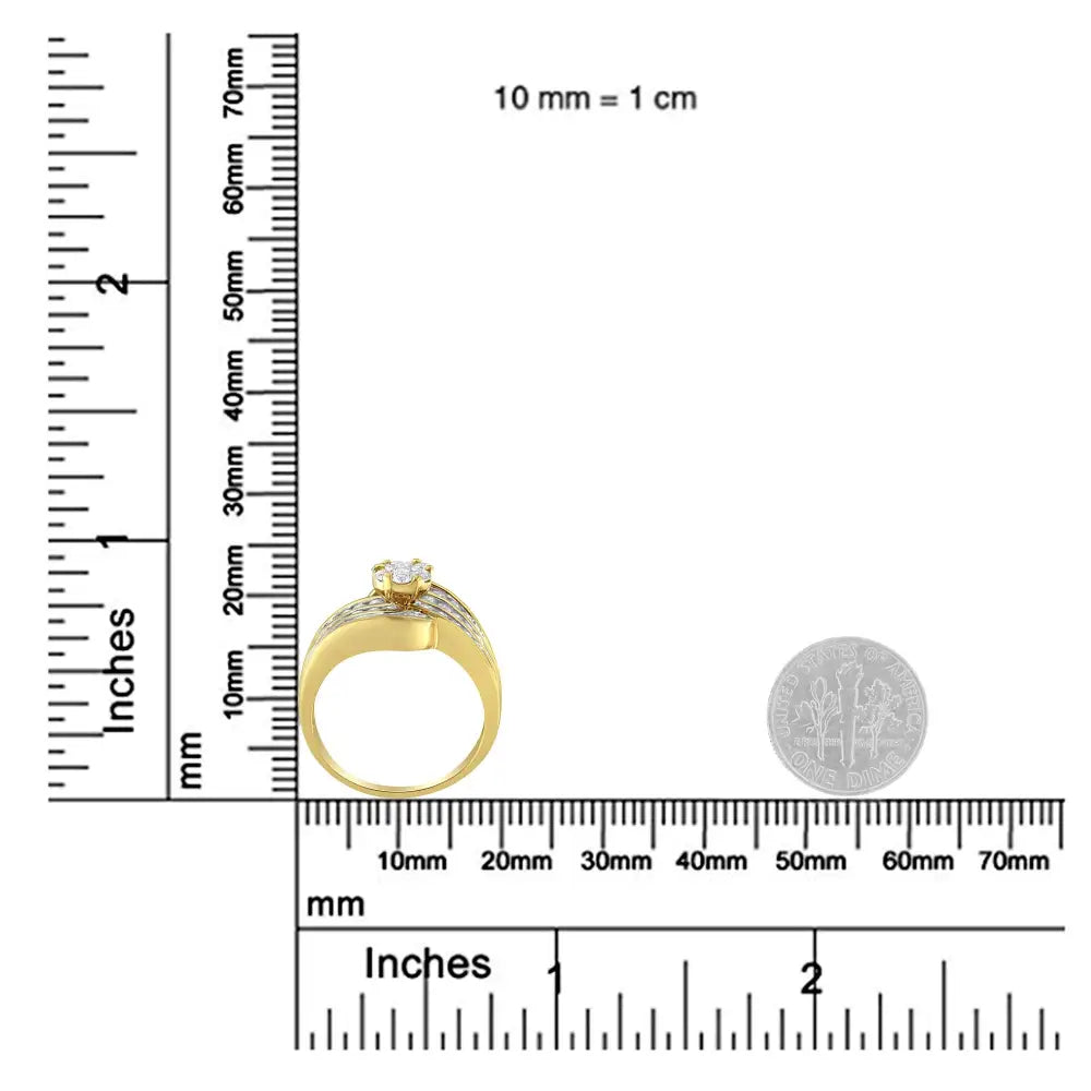 Exquisite 14k Yellow Gold Diamond Cocktail Bypass Ring for Timeless Elegance