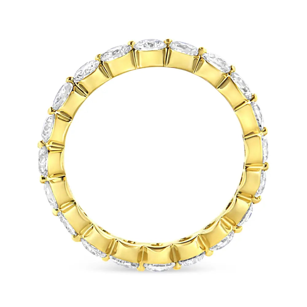 Exquisite 14k Yellow Gold Diamond Eternity Band Ring with Prong Set Diamonds