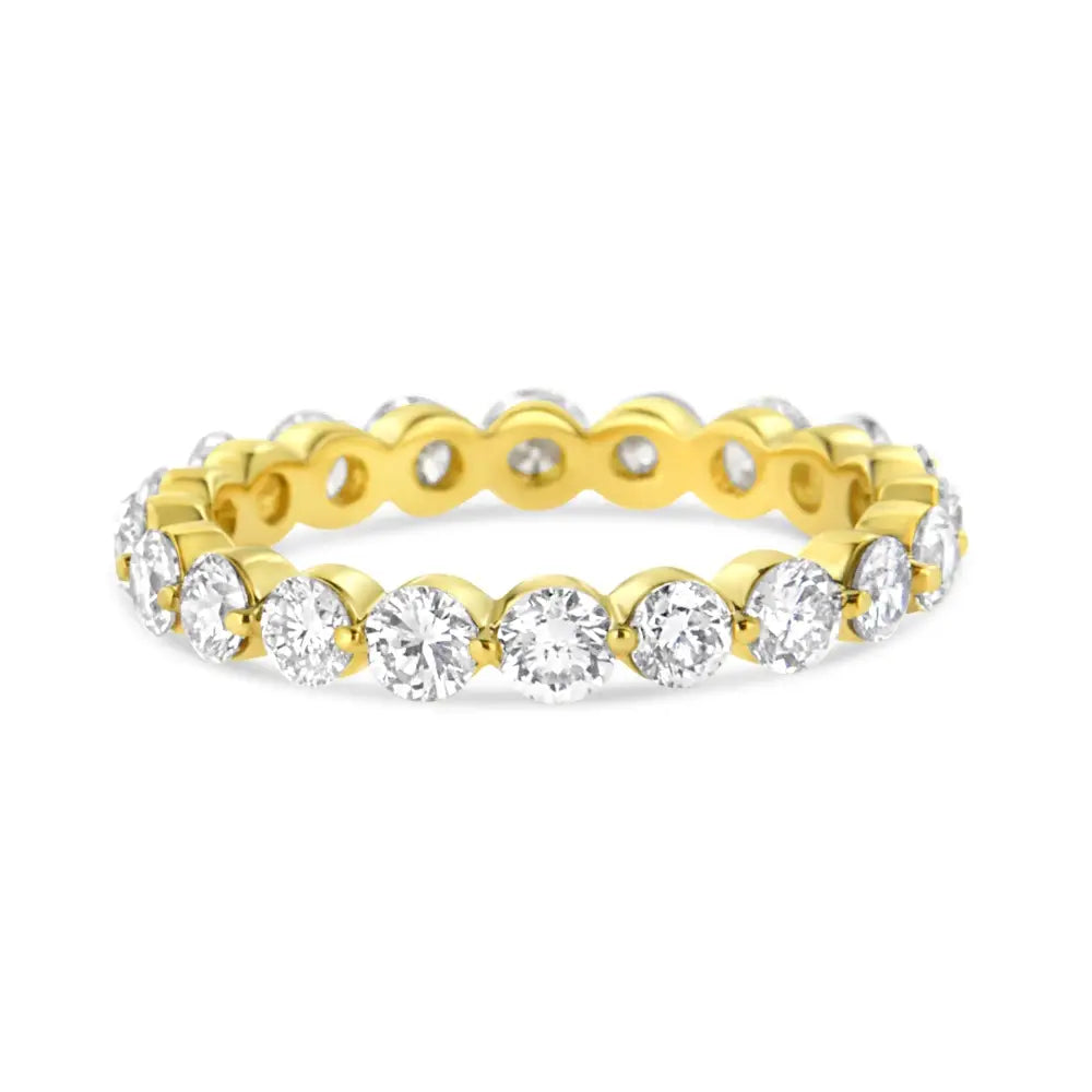 Exquisite 14k Yellow Gold Diamond Eternity Band Ring with Prong Set Diamonds