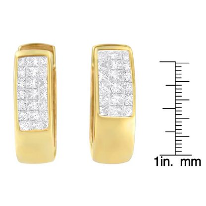 Exquisite 14k Yellow Gold Diamond Hoop Earrings with 1/3 Cttw Radiance