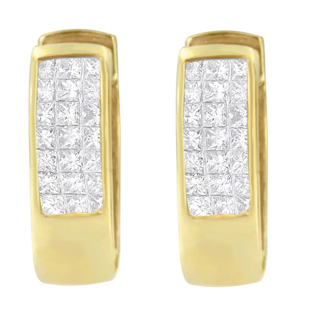 Exquisite 14k Yellow Gold Diamond Hoop Earrings with 1/3 Cttw Radiance