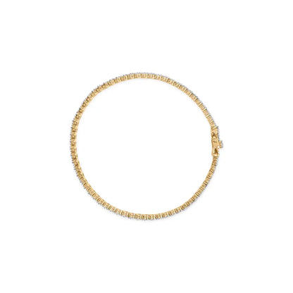 Exquisite 14k Yellow Gold Diamond Trio Cluster Link Bracelet