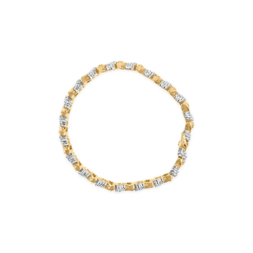 Exquisite 14k Yellow Gold Diamond Woven Composite Cluster Bracelet