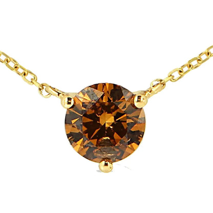 Exquisite 14k Yellow Gold Lab Grown Yellow Diamond Solitaire Necklace