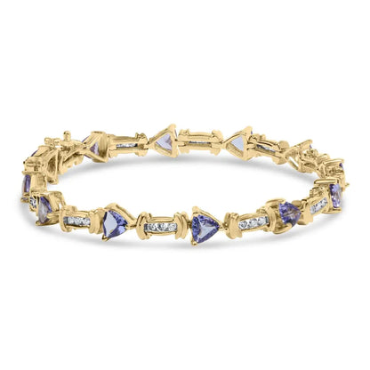 Exquisite 14k Yellow Gold Link Bracelet with Purple Tanzanite Elegance