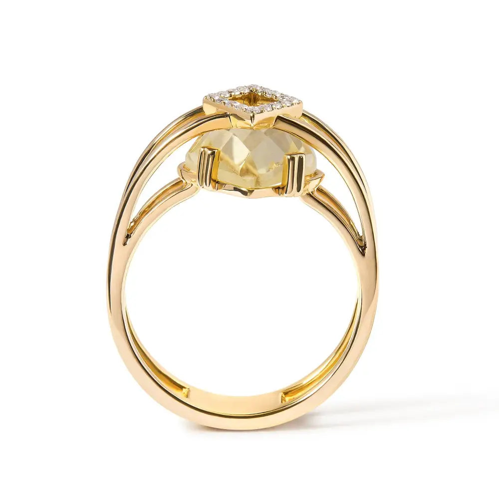 Exquisite 14k Yellow Gold Marquise Cut Yellow Topaz Statement Ring