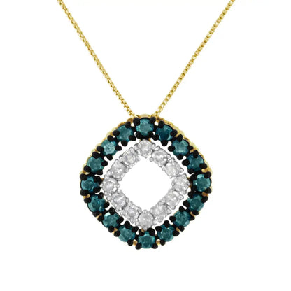 Exquisite 14k Yellow Gold Plated Pendant with Color Treated Diamonds - Yellow