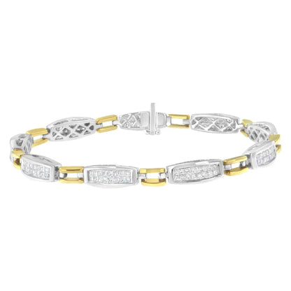 Exquisite 14k Yellow Gold Princess Cut Diamond Bracelet 2.0 Cttw