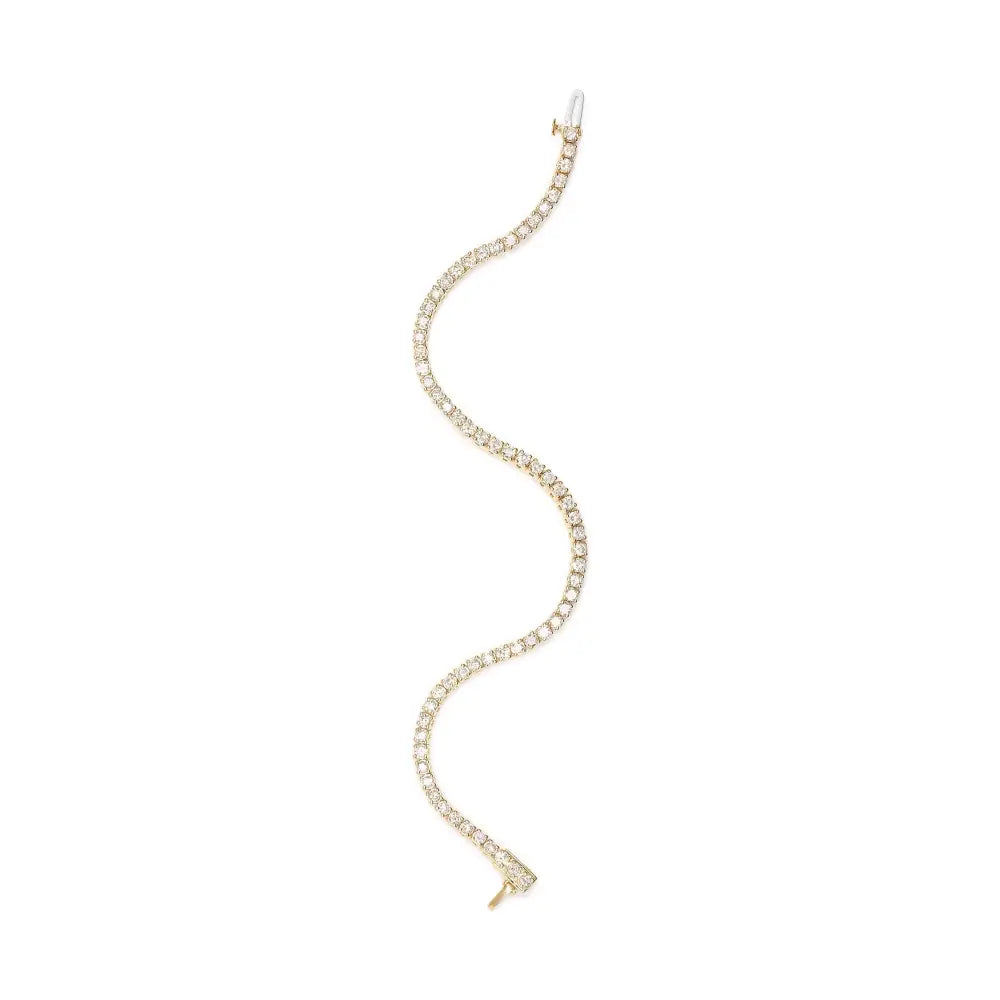 Exquisite 14k Yellow Gold Round Brilliant Cut Diamond Tennis Bracelet