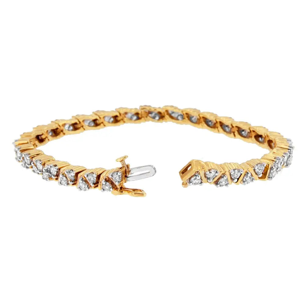 Exquisite 14k Yellow Gold Round-cut Diamond Bracelet with Brilliance