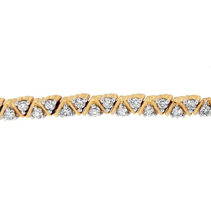 Exquisite 14k Yellow Gold Round-cut Diamond Bracelet with Brilliance