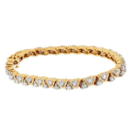 Exquisite 14k Yellow Gold Round-cut Diamond Bracelet with Brilliance