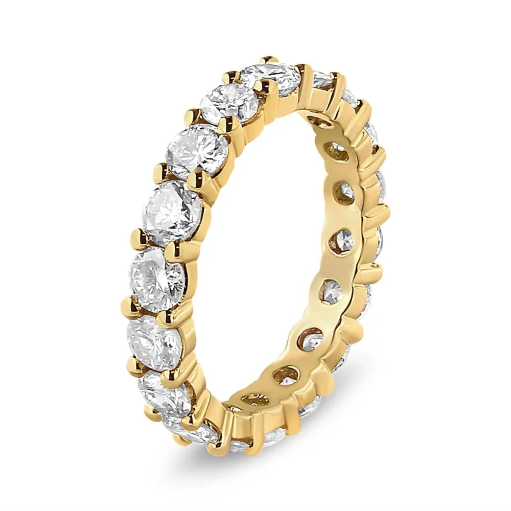 Exquisite 14k Yellow Gold Round Cut Diamond Eternity Band