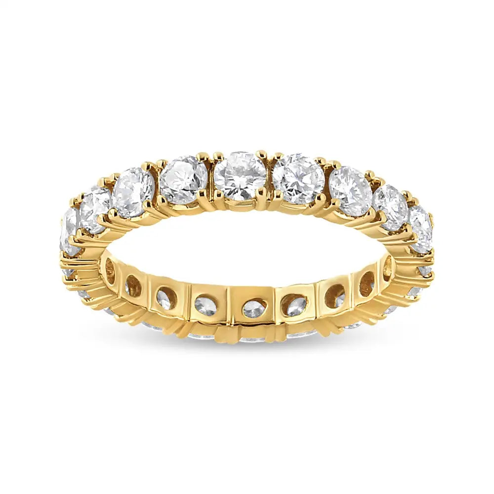 Exquisite 14k Yellow Gold Shared Prong Set Round Cut Diamond Eternity Band