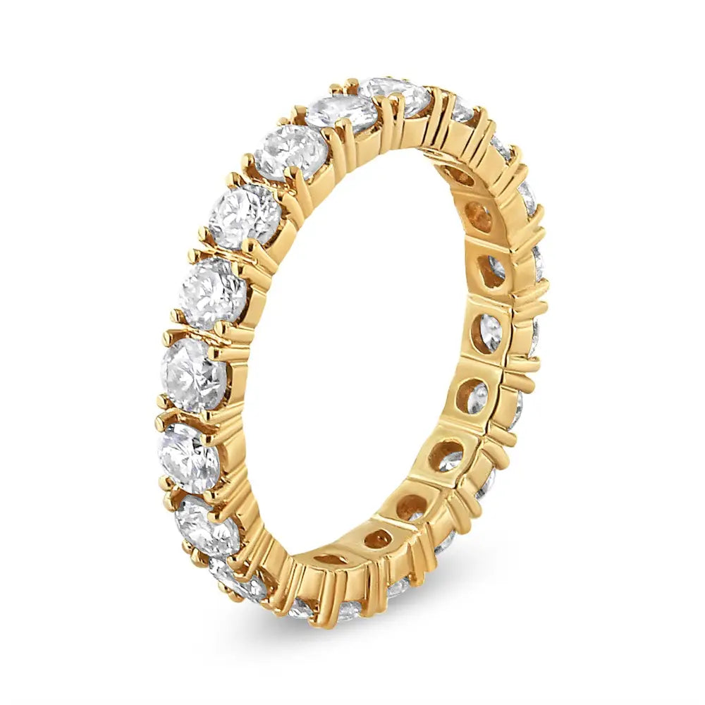 Exquisite 14k Yellow Gold Shared Prong Set Round Cut Diamond Eternity Band