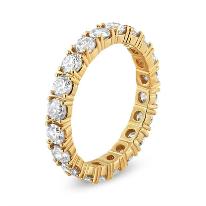 Exquisite 14k Yellow Gold Shared Prong Set Round Cut Diamond Eternity Band