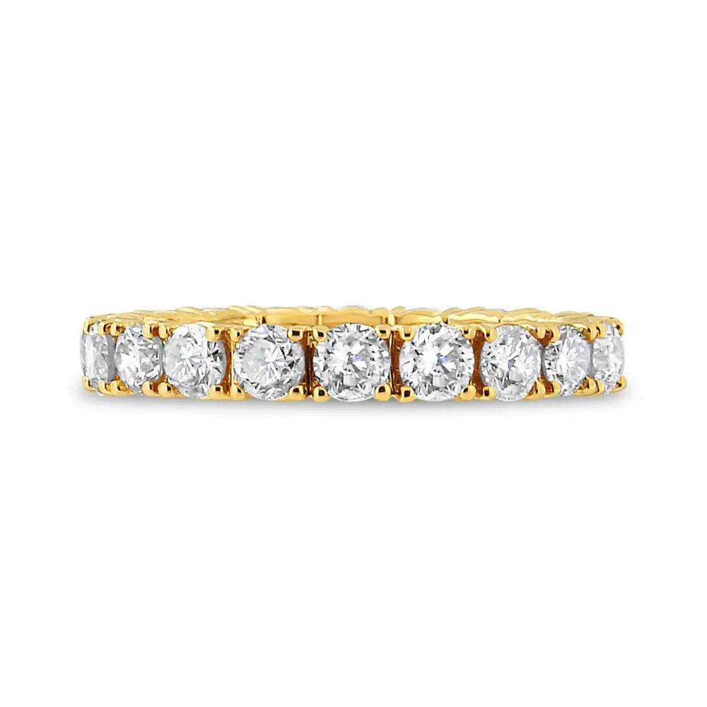 Exquisite 14k Yellow Gold Shared Prong Set Round Cut Diamond Eternity Band