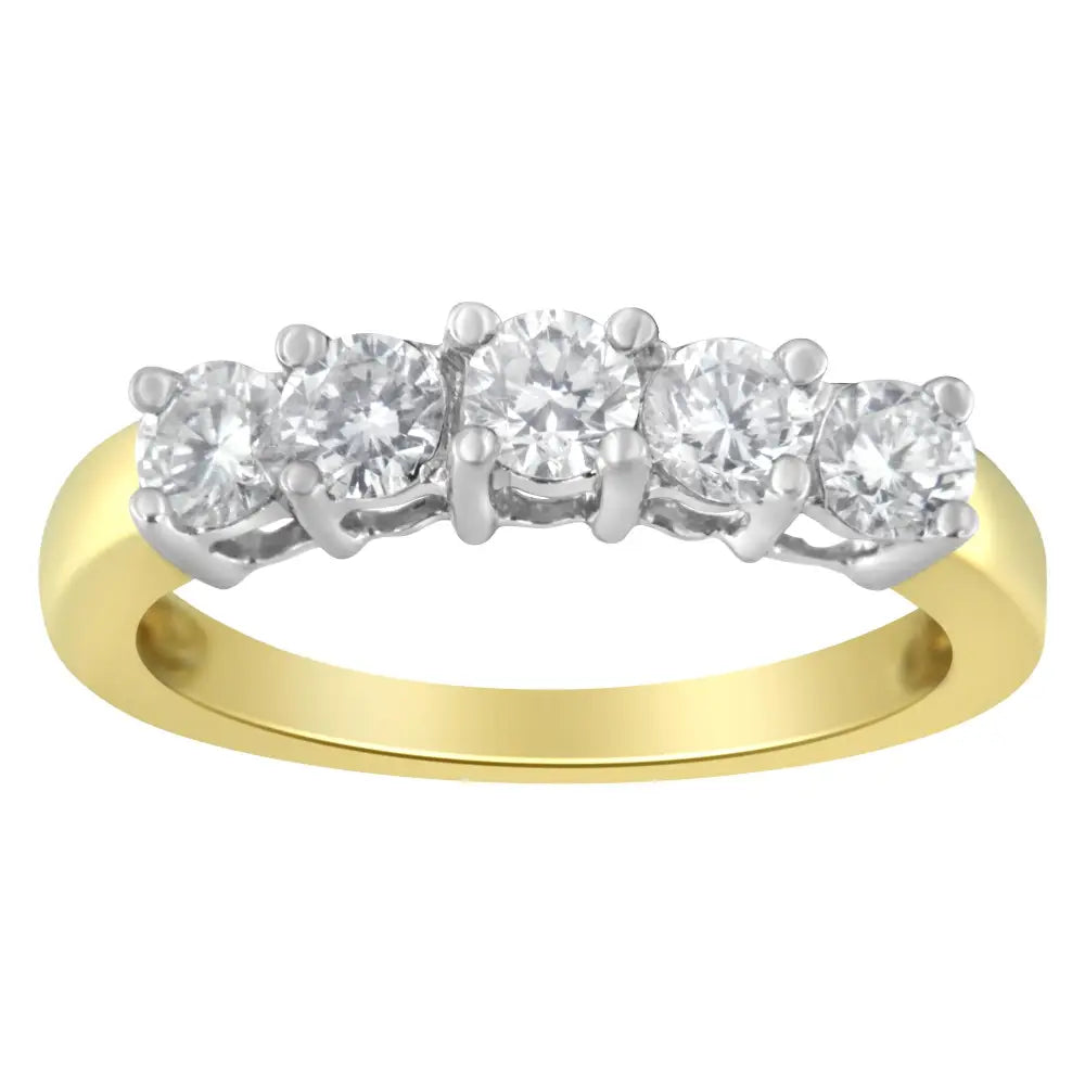 Exquisite 14kt Two Toned Gold 5 Stone Diamond Ring with Exceptional Clarity - 7