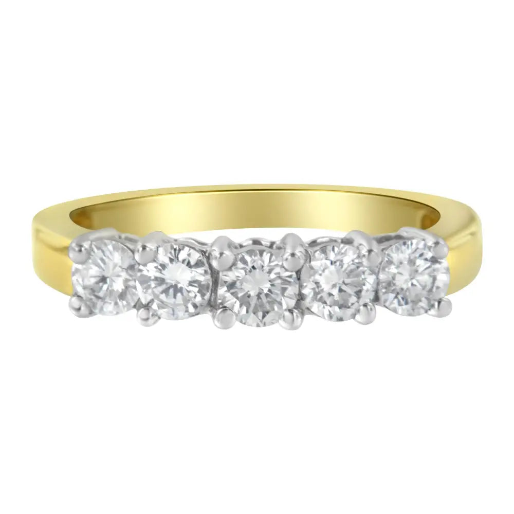 Exquisite 14kt Two Toned Gold 5 Stone Diamond Ring with Exceptional Clarity - 7