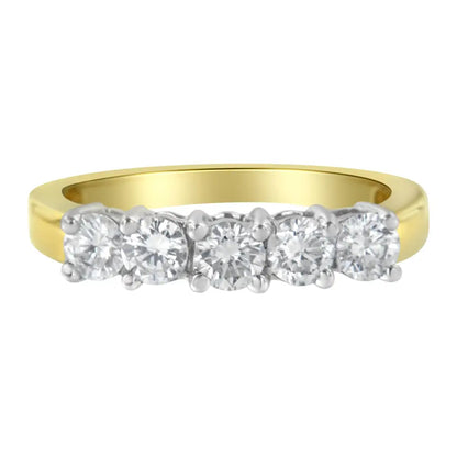 Exquisite 14kt Two Toned Gold 5 Stone Diamond Ring with Exceptional Clarity - 7