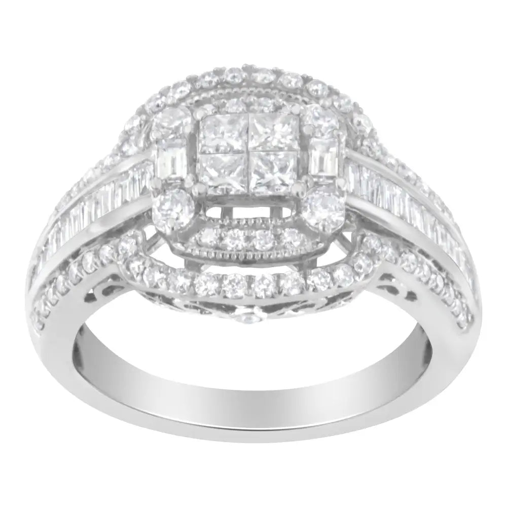 Exquisite 14kt White Gold Diamond Cocktail Ring Sparkles in Elegance - 7