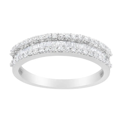 Exquisite 14kt White Gold Modern Band Ring with 1/2 Cttw Diamonds - 7