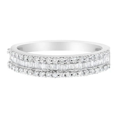 Exquisite 14kt White Gold Modern Band Ring with 1/2 Cttw Diamonds - 7