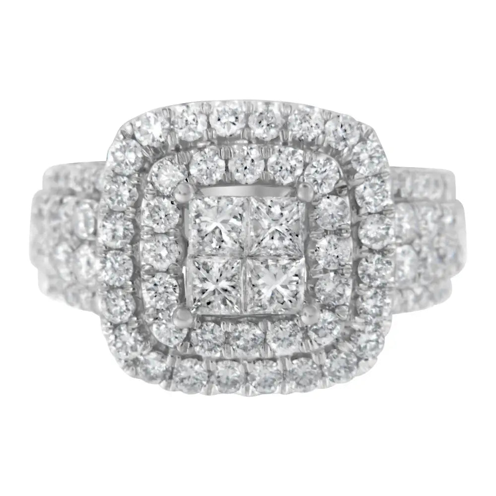 Exquisite 14kt White Gold Princess Diamond Ring with Si1-si2 Clarity