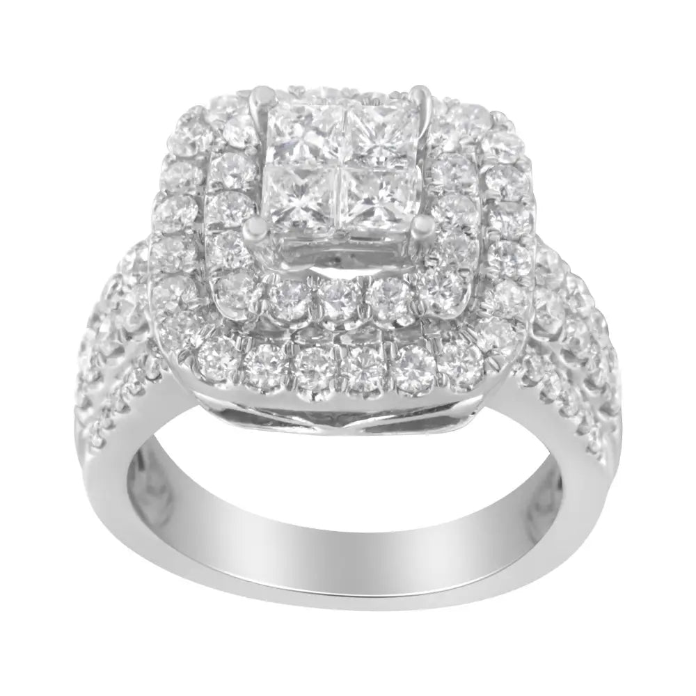 Exquisite 14kt White Gold Princess Diamond Ring with Si1-si2 Clarity