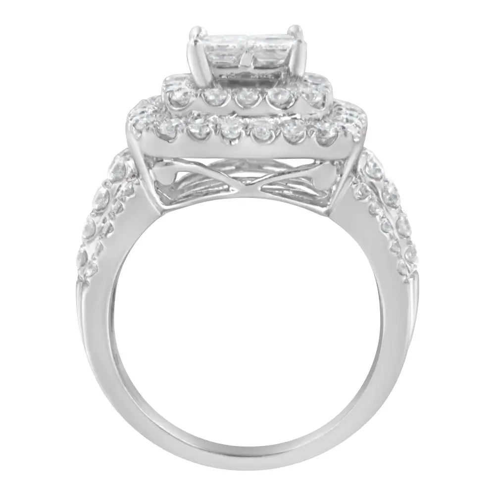 Exquisite 14kt White Gold Princess Diamond Ring with Si1-si2 Clarity