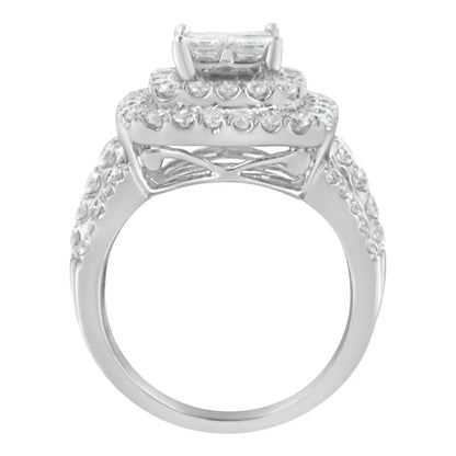 Exquisite 14kt White Gold Princess Diamond Ring with Si1-si2 Clarity