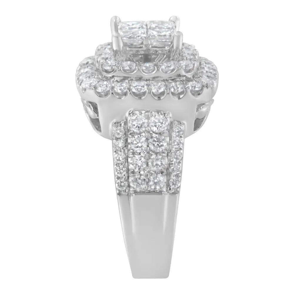 Exquisite 14kt White Gold Princess Diamond Ring with Si1-si2 Clarity